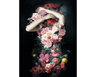 Produktbild von Glasbild Flowers on her body I 60x80 cm