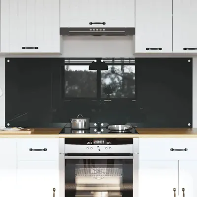 Produktbild von "Schlussverkauf" Küchenrückwand 2 Stück - Hitzebeständig - Dunkelgrau 80x60 cm Gehärtetes Glas  C15595