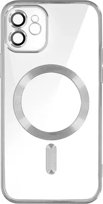 Produktbild von Avizar, MagSafe Silikonhülle mit Kameraschutz und Chromumrandung für Apple iPhone 12, Silber