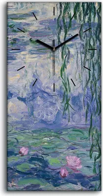 Produktbild von Leinwand Wanduhr Wandkunst Uhr Geräuschlos Kunstdruck 30x60 Seerosen - schwarze Hände
