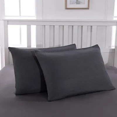 Zdjęcie produktu dla Ibenzoa® Zestaw 2 poszewek na poduszki, 50 x 75 cm – 100% mikrofibra, ciemnoszary kolor, niewidoczny zamek błyskawiczny, ochrona przed alergenami, możliwość prania w temperaturze do 30°C