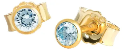 Produktbild von NKlaus Paar Ohrstecker 585 Gelbgold mit echtem Blautopas, 3 mm
