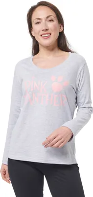 Produktbild von Pink Panther Schlafanzug für Damen Pyjama Set Langarm Oberteil mit Hose Grau/Schwarz S
