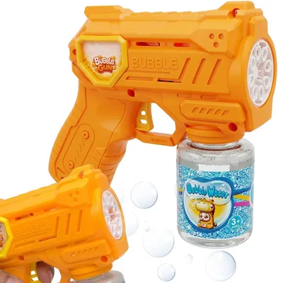 Produktbild von Seifenblasenpistole Bubble Gun Seifenblasenmaschine Kinder 8 Löcher LED automatisch 70 ml Orange