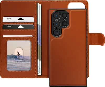 Image de Mayaxess, housse pour Samsung Galaxy S23 Ultra avec coque détachable, marron