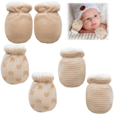 Produktbild von 3 Paare Baby Fäustling Handschuhe, Weich Baumwoll Baby Fäustlinge, Neugeborenes