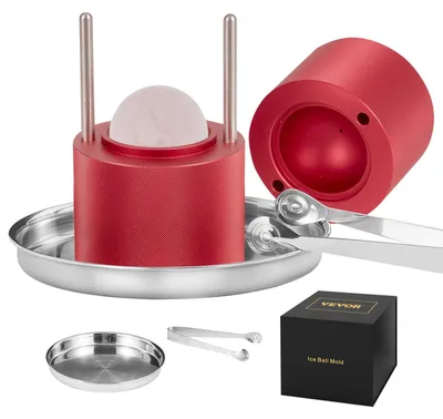 Immagine prodotto di VEVOR ice cube maker Set di stampi per cubetti di ghiaccio da 60 mm, stampo per cubetti di ghiaccio Stampo per cubetti di ghiaccio con pinze per ghiaccio e vassoio di raccolta, alluminio Stampi per cubetti di ghiaccio rossi e resistenti Vassoio per cubetti di ghiaccio Whisky Americano, succo di frutta e latte
