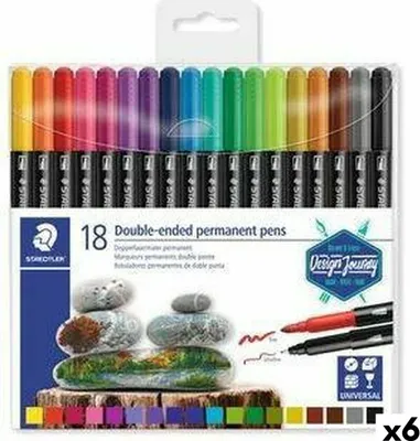 Immagine prodotto di 6x STAEDTLER 3187 TB18 Pennarello a punta fine permanente, confezione da 18 pezzi