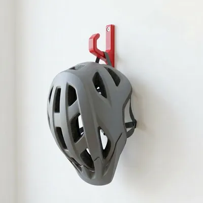 Produktbild von Fahrradhelm Wandhalterung - Skateboard Fahrrad Helm Wand Halter Haken, Farbe:Rot, Menge:1