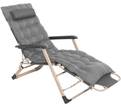 Image de Chaise longue de jardin pliable Springos® Zero Gravity – Fauteuil de détente 2 en 1 avec coussin, repose-pieds réglable, gris/beige, jusqu'à 120 kg
