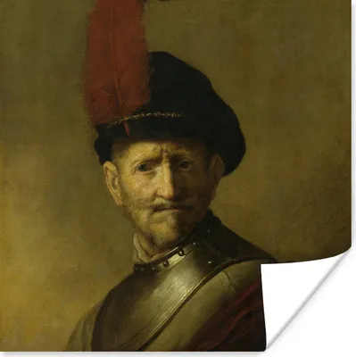 Produktbild von MuchoWow® Poster Porträt eines Mannes - Rembrandt van Rijn 50x50 cm - Wohnzimmerdekoration