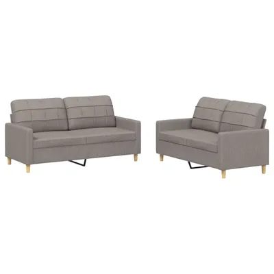 Image de vidaXL Ensemble de canapés 2 pièces avec coussins Tissu Taupe