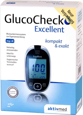 Obrázok produktu pre Glucocheck Excellent Súprava glukometrov na meranie glukózy v krvi mg/dl 1 ks