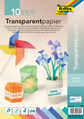 Produktbild von folia Transparentpapier DIN A4 115 g/qm farbig sortiert 10 Blatt