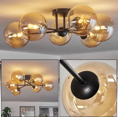 Produktbild von Isorella Deckenlampe aus Metall/Glas in Schwarz/Bernsteinfarben