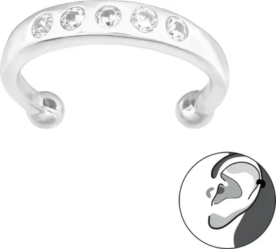 Produktbild von Schlichte Ohrmanschette mit Zirkonia 925 Sterling Silber Ear Cuff Ohrklemme