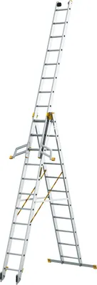 Obrázok produktu pre Drabest | Multifunkčný rebrík, viacúčelový rebrík z hliníka, nosnosť 150 kg – 3-dielny rebrík 3x11 priečok