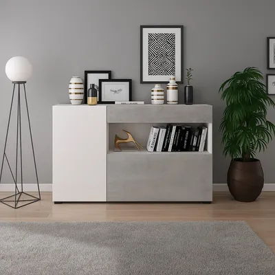 Image de Carbonia - Buffet, 130x41x82 cm Blanc, un Tiroir