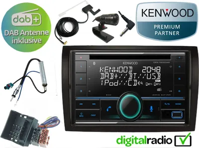 Zdjęcie produktu dla Radio Kenwood z odtwarzaczem CD, Bluetooth, DAB+ i USB wraz z anteną do Peugeota Boxera (2006–2022)