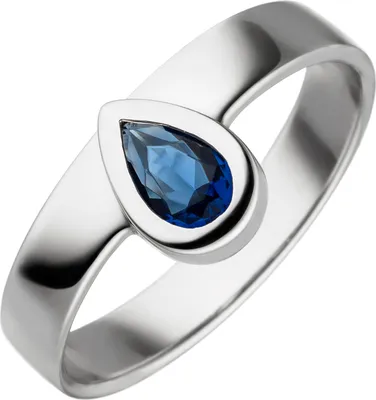 Produktbild von Gr. 50 Damen Ring 925 Sterling Silber mit Glasstein Tropfen blau