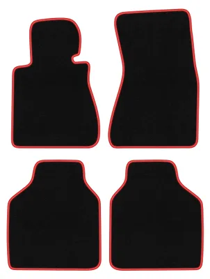 Produktbild von Fußmatten Automatten Velours Schwarz/Rot für BMW 7 E66 2001-2008 Set 4-tlg