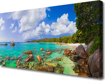Produktbild von Tulup Leinwand-Bilder 100x50 Wandbild Canvas Kunstdruck Meer Steine Bäume Landschaft
