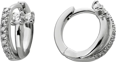 Produktbild von Ohrringe Creolen Silber 925 weiße Zirkonia Steine Brillantlook