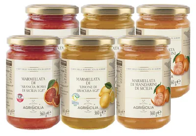 Immagine prodotto di Agrisicilia Box Marmellate Siciliane 6 Vasetti 360g - 2 Arancia Rossa di Sicilia I.G.P. , 2 Limone di Siracusa I.G.P., 2 Mandarini di Sicilia