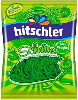 Produktbild von Hitschies Apfel Schnüre Fruchtgummi Schnüre mit Apfelgeschmack 125g, Menge:125g