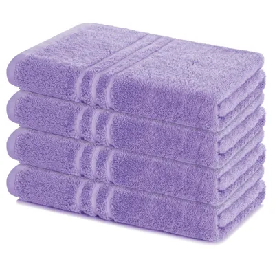 Produktbild von Lavea® 4er Set Duschtuch 70x140, 4 Stück, 100% Baumwolle Frottee, saugstark, weich und strapazierfähig, waschbar 60°C, trocknergeeignet, Handtuch, Handtücher, Duschtücher, Lavendel