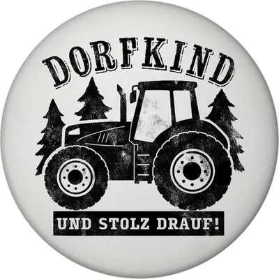 Produktbild von Dorfkind Trecker Magnet rund mit Flaschenöffner rund mit Spruch Dorfkind und