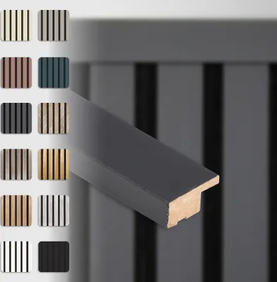 Produktbild von HEXIM Abschlussleiste 137,5x2,7cm passend für unsere Akustikpaneele - flexible Lamellenwand Holz MDF Wandpanelee Lamellenverkleidung Wandverkleidung (1 Abschlussleiste Black Lead - APAH05)