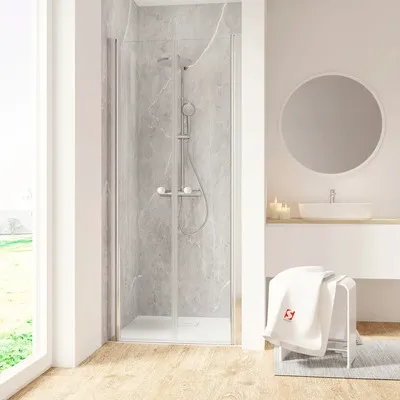 Produktbild von Duschtür in Nische mit Pendeltür SCHULTE Garant 2.0 ExpressPlus 100 cm Profil chrom Klarglas schmutzabweisende Glasbesch