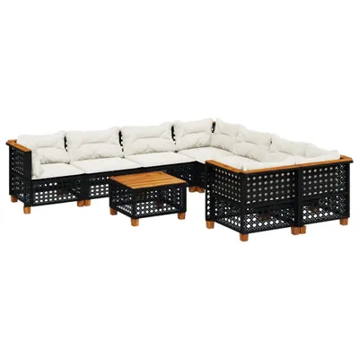 Immagine prodotto di vidaXL Set di divani da giardino da 9 pezzi con cuscini in polirattan nero