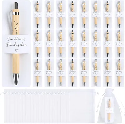 Productafbeelding van Kleine dankcadeaus - Set van 25 - Afscheidscadeau - Balpenhouder - Papieren potloodhouder en organza zakje voor lerares