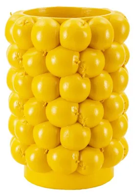 Obrázek produktu pro Žlutá pryskyřičná váza s motivem citronů, 21 x 28 cm