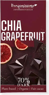 CZEKOLADA GORZKA CHIA - GREJPFRUT BEZGLUTENOWA BIO 60 g - BENJAMISSIMO