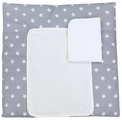 Produktbild von TupTam Wickelauflage inkl. 2 Frotteebezüge Modell MAR02579, Farbe: Sterne Grau 2, Größe: 75 x 85 cm