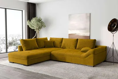 Produktbild von 99rooms Terra Ecksofa Cordstoff POSO Gold Links ohne Schlaffunktion