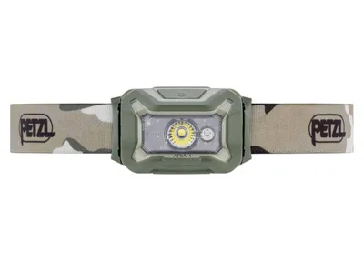 Produktbild von Petzl Aria 1 RGB, Stirnband-Taschenlampe, Camouflage, Duraluminium, Gummi, Tasten, 2 m, IP67