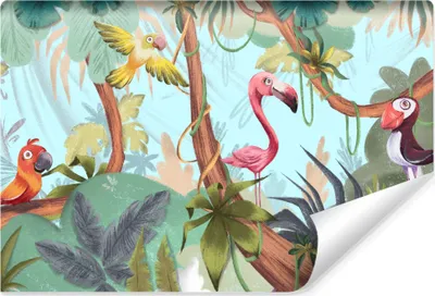 Produktbild von Muralo Vlies Fototapete für Kinder bunte VÖGEL tropische Blätter Br. 400cm x Hö. 280cm