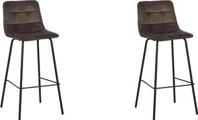 Produktbild von LABEL51 Barhocker Bistro - Taupe - Samt - 2er-Set