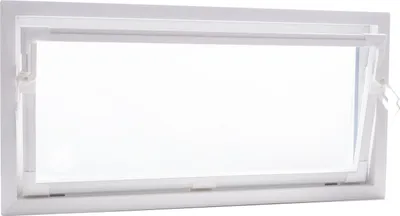 A white casement window with a white frame, shown against a white background.