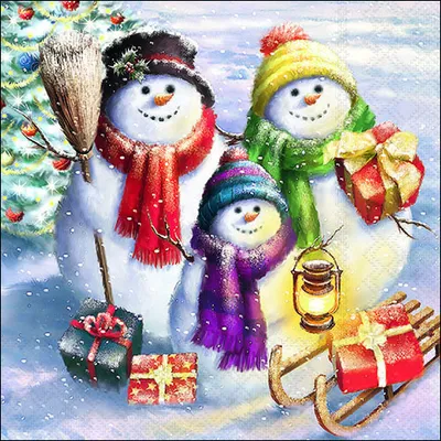 Produktbild von Serviette "Snowmen Family", 20 Stück