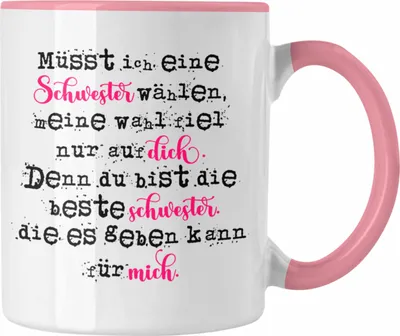 Produktbild von Trendation - Geschenk Für Die Beste Schwester Der Welt Tasse Geschenkidee Geburtstag Schwestern (Rosa)