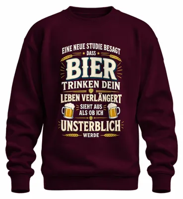 Immagine prodotto di Felpa con cappuccio "Bier Studie Leben Verlängert Unsterblich Lustig" per il Papà, colore bordeaux, taglia S