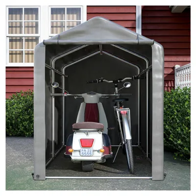 Produktbild von Fahrradgarage 100x187x160cm, Gartenschuppen, Geräteschuppen, Lagerzelt, Carport, Gerätezelt, Dunkelgrau