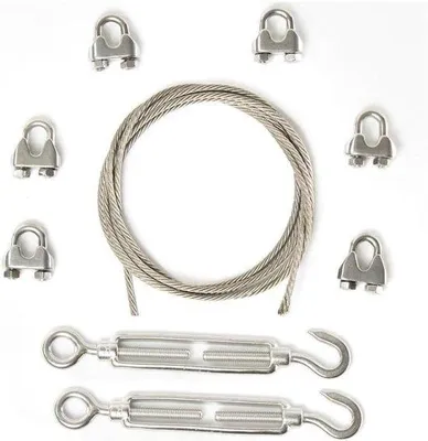 Productafbeelding van Staal kabelset - Draadkabels met klemmen - Tuinhek - 4 mm, 40 meter - Zilverkleurig