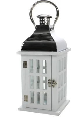 Produktbild von Koopman Laterne weiß/silber - 32cm
