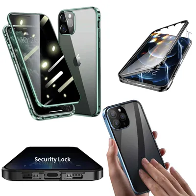 Produktbild von Für Apple iPhone 14 Pro Handy Tasche Beidseitiger Magnet Glas Bumper Privacy Neu